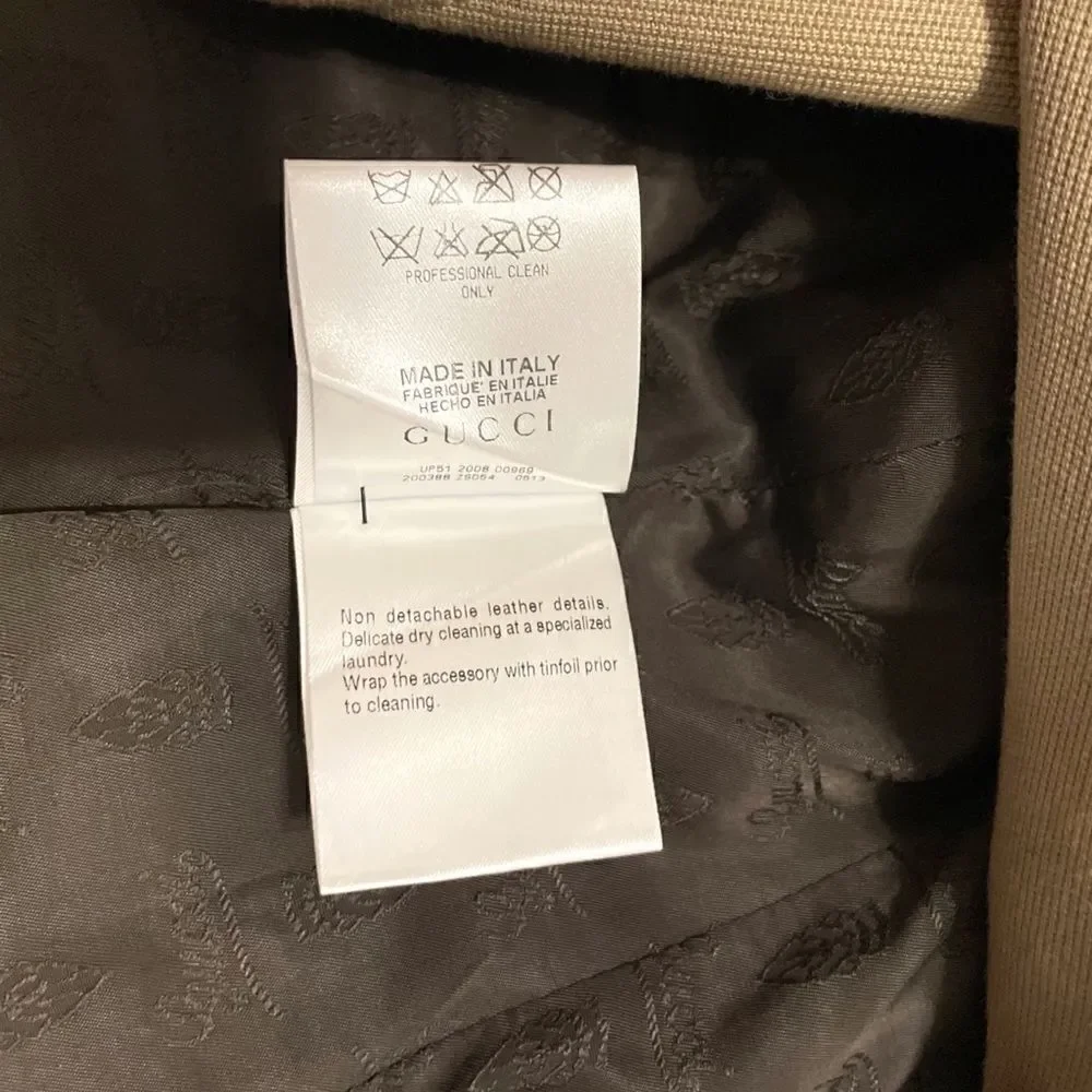 GUCCI Military Inspired Beige Canvas Jacket with Horse-bit Motif Accents - Picture 6 of 14